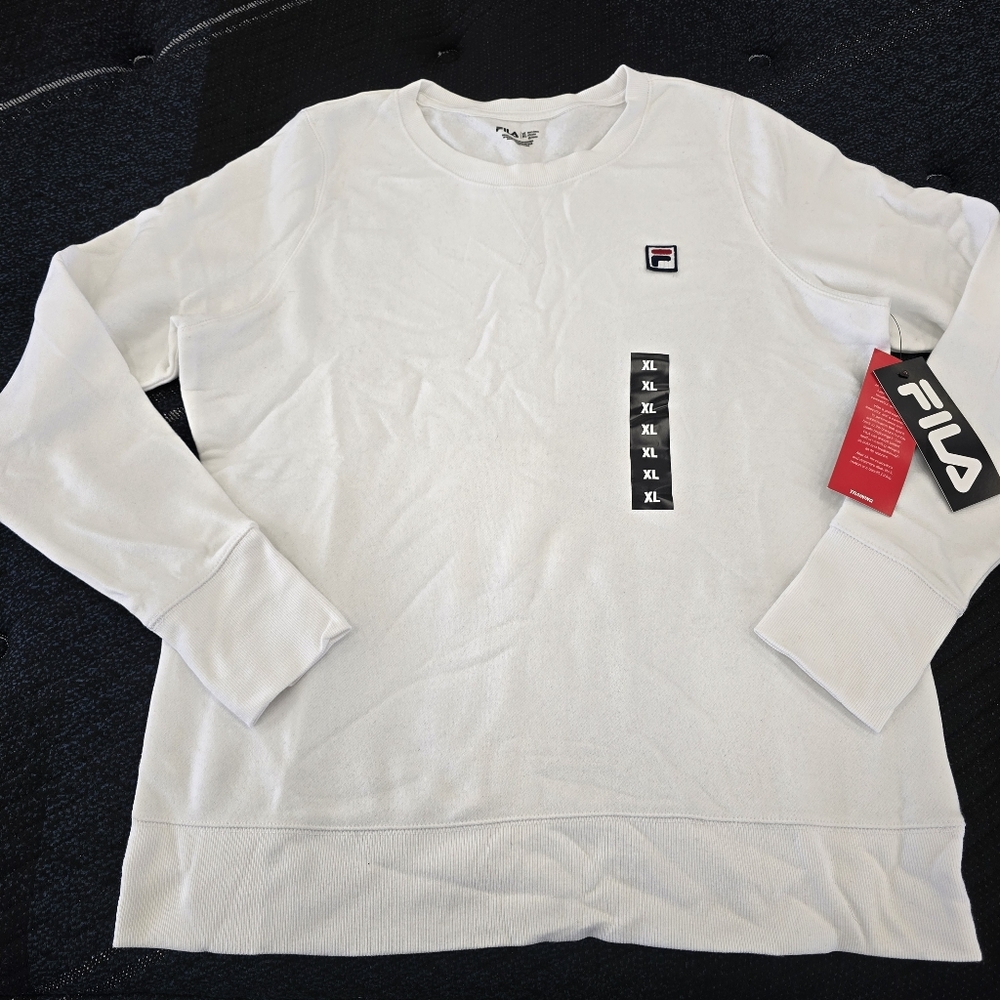 Fila Women's White Crewneck Fleece Sweater Size Extra Large